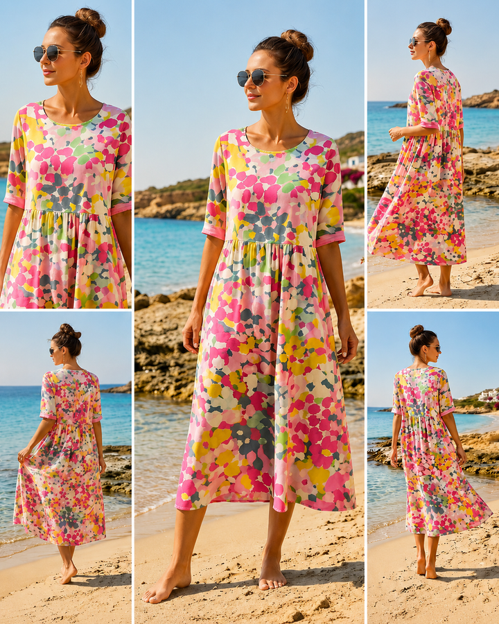 Zara™ | Blumenmuster Sommerkleid mit Bauch-optimierender Passform