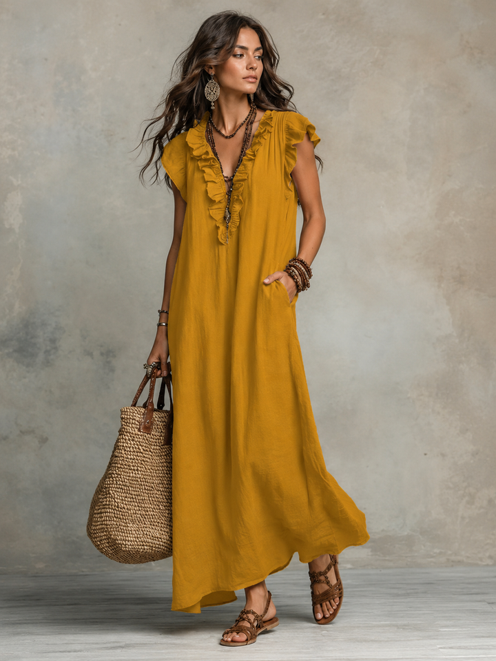 Camélia™ | Bohemian Maxi Dress with Tummy Control