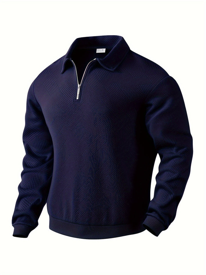 Finn | Vintage Pullover mit geometrischem Design und Reißverschluss