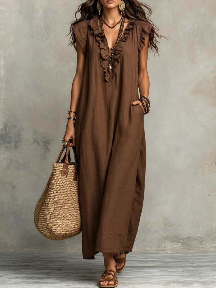 Camélia™ | Bohemian Maxi Dress with Tummy Control