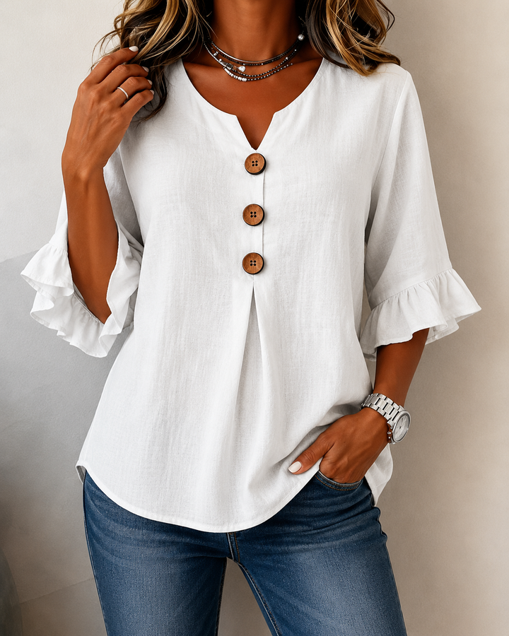 Amelie™ | Bauchbedeckende Bluse mit Knopfdetails