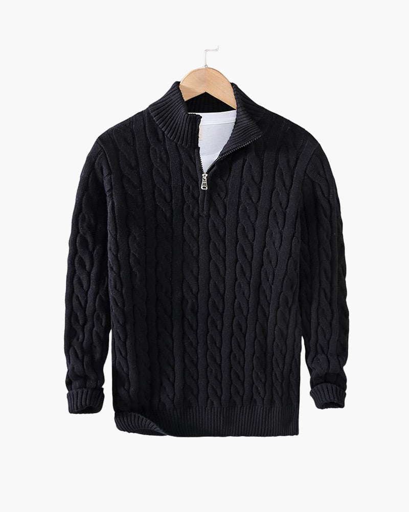 Lukas | Klassischer Strickpullover mit halbem Reißverschluss