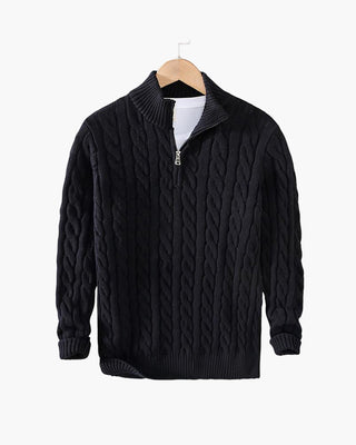 Lukas | Klassischer Strickpullover mit halbem Reißverschluss
