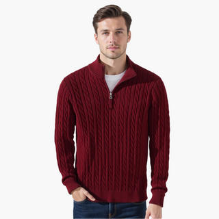 Lukas | Klassischer Strickpullover mit halbem Reißverschluss