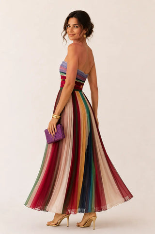 Valeria™ | Figurumschmeichelndes Regenbogen Maxi-Kleid