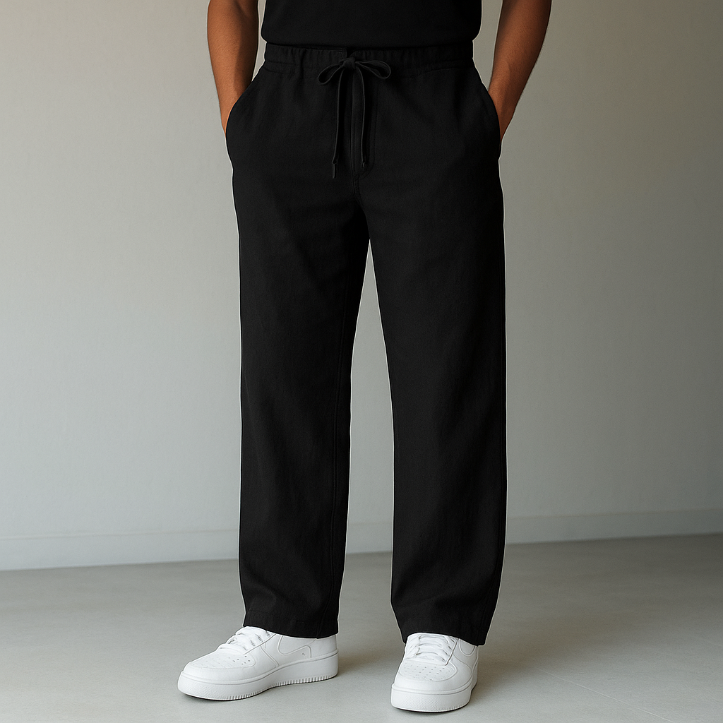 LAURENT MONACO | HERREN LEINENHOSE MIT KORDZUG