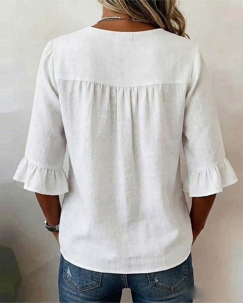Amelie™ | Bauchbedeckende Bluse mit Knopfdetails