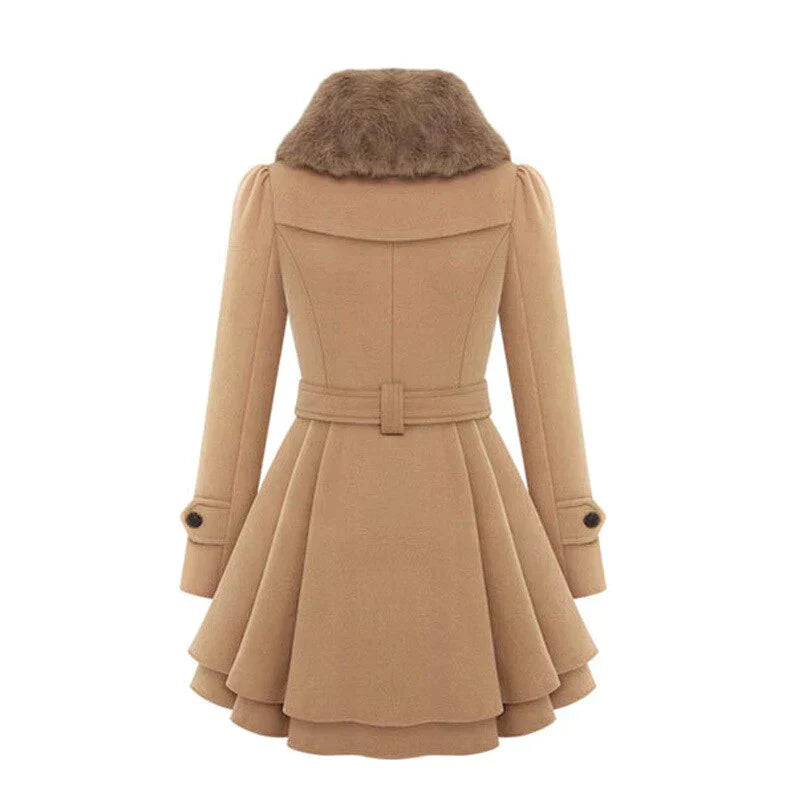 Lucie | Stilvoller Trenchcoat mit veganem Fell