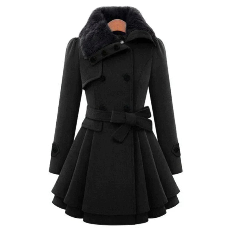 Lucie | Stilvoller Trenchcoat mit veganem Fell
