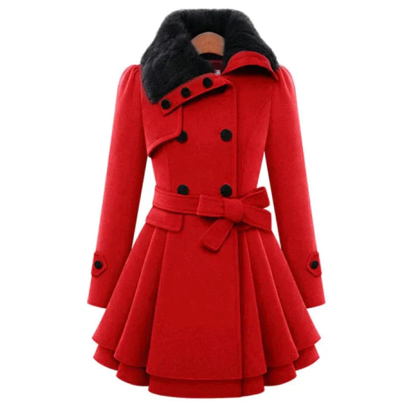 Lucie | Stilvoller Trenchcoat mit veganem Fell
