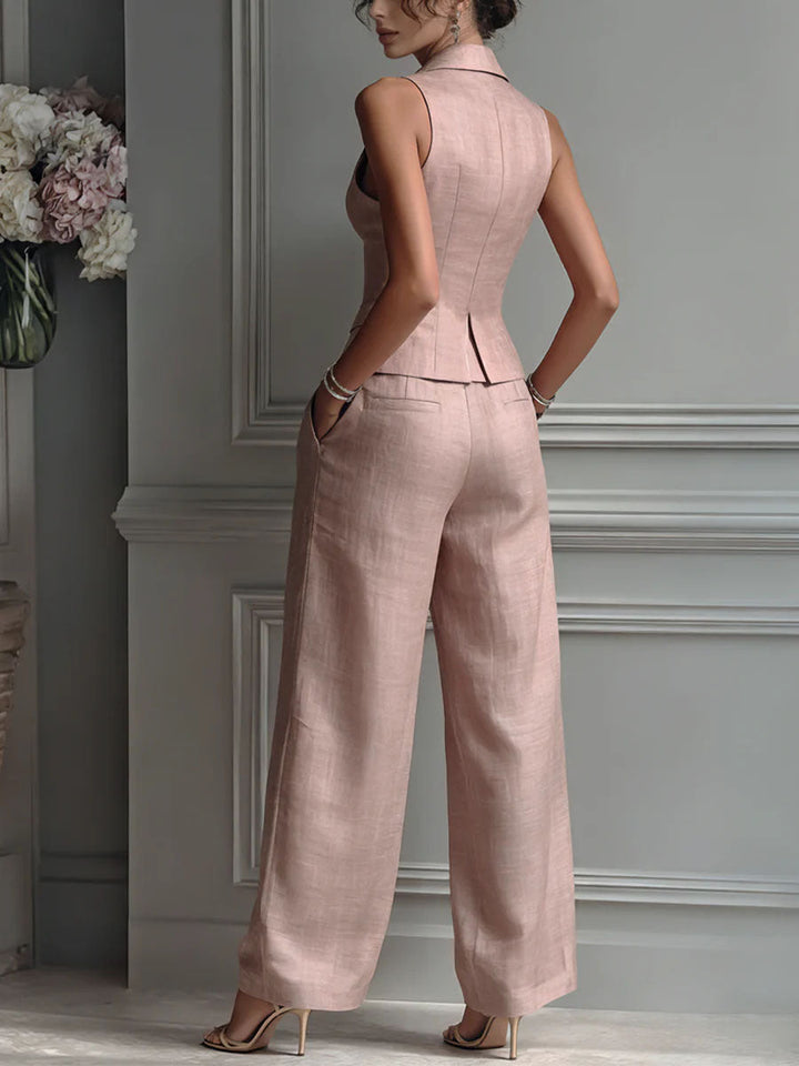 Aime™ | Zweiteiliges Set mit V-Ausschnitt und Knopfdetails