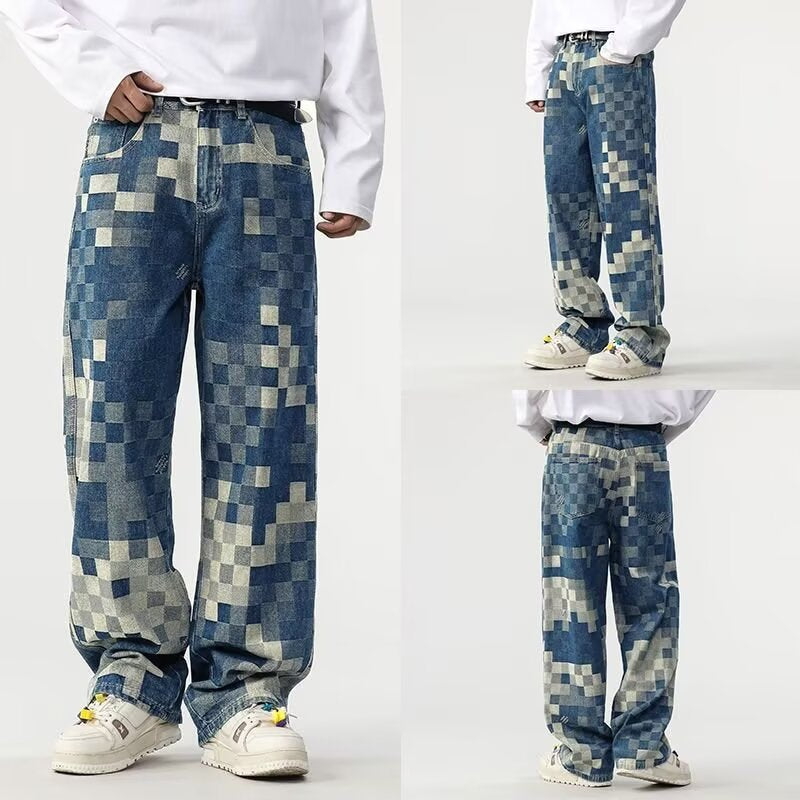 Herren Denim Jeans mit Pixel-Effekt