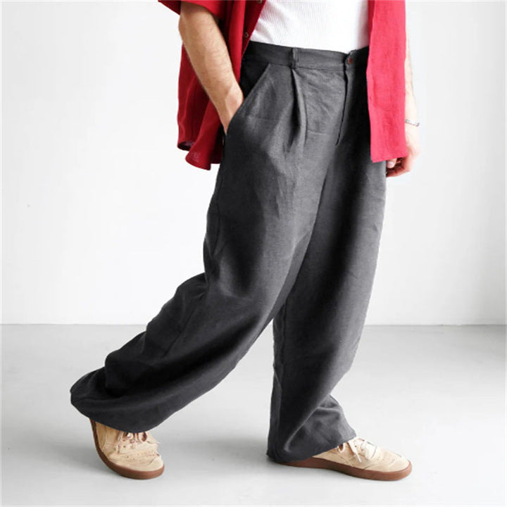 ÉTIENNE | Leinenhose mit weitem Bein