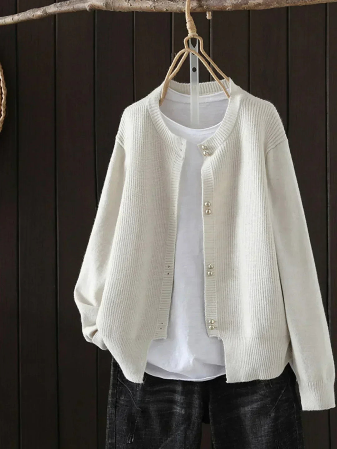ONARA | Beaded Button Cardigan
