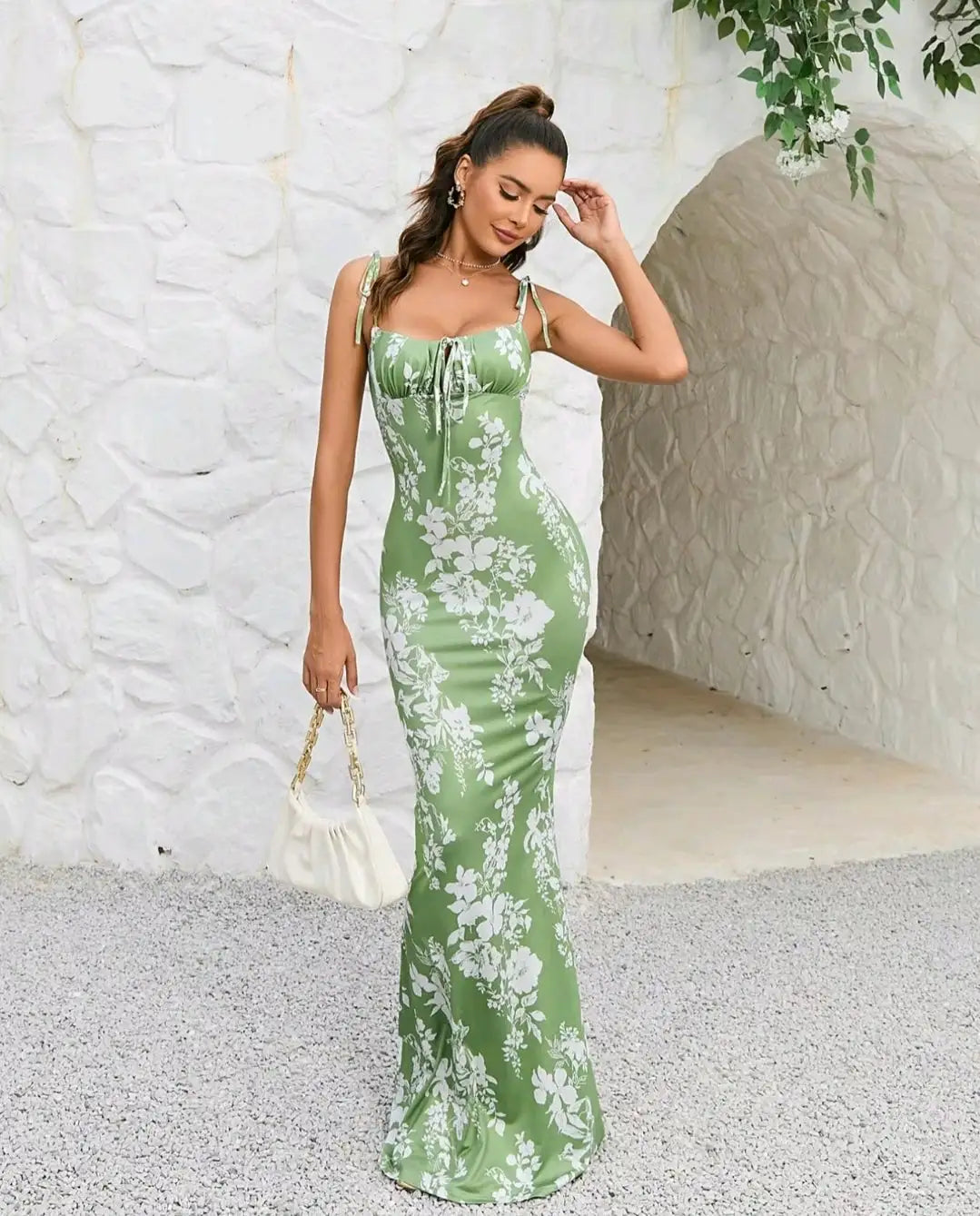 Klara™ | Blumenmuster Maxi-Kleid