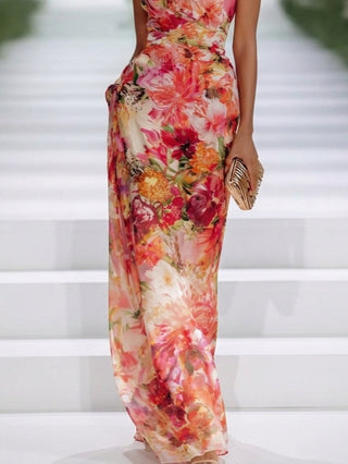 Rosalie™ | Blumenmuster Maxi-Kleid mit Bauchkaschierung