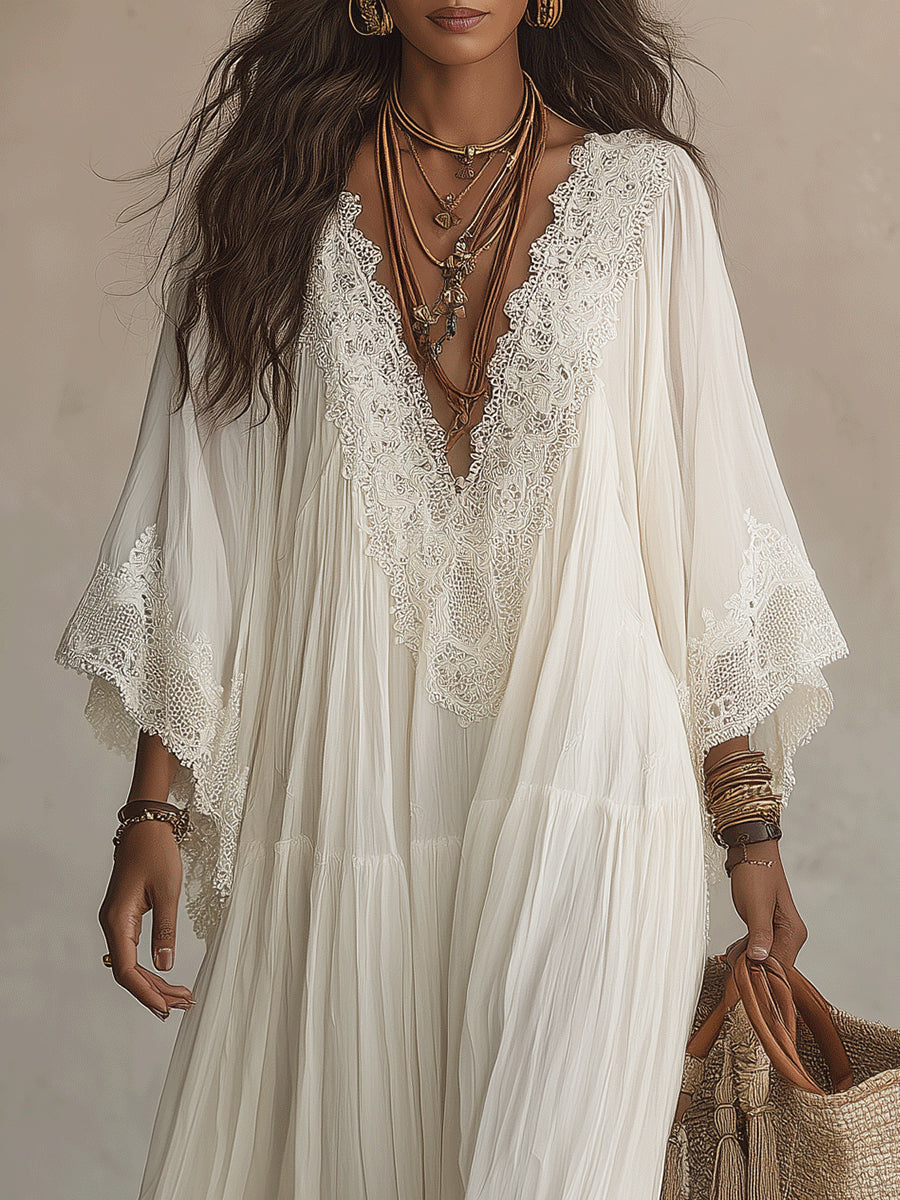 Liora™ | Bohemian-Spitzenkleid mit Bauch-optimierender Passform