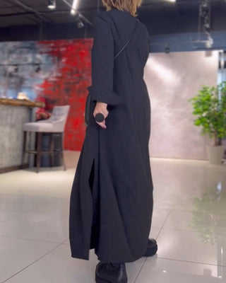 Evia™ | Weit geschnittenes Maxikleid mit Revers und Seitenschlitz