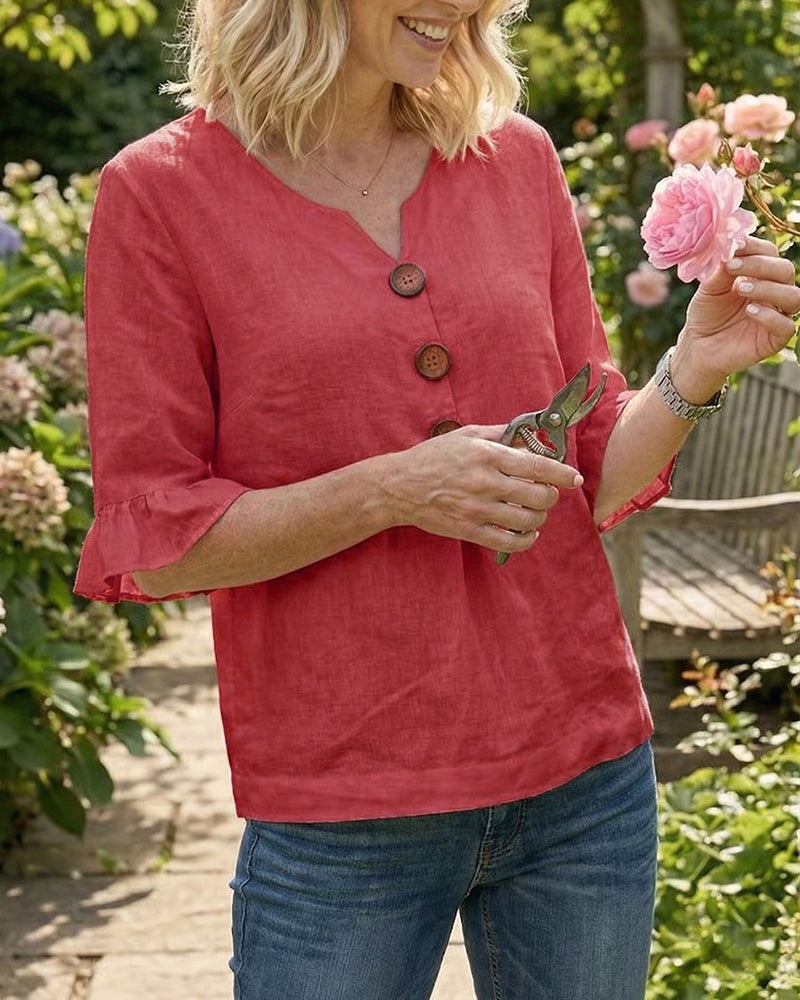 Amelie™ | Bauchbedeckende Bluse mit Knopfdetails