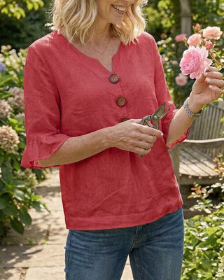 Amelie™ | Bauchbedeckende Bluse mit Knopfdetails