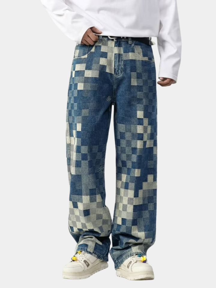 Herren Denim Jeans mit Pixel-Effekt