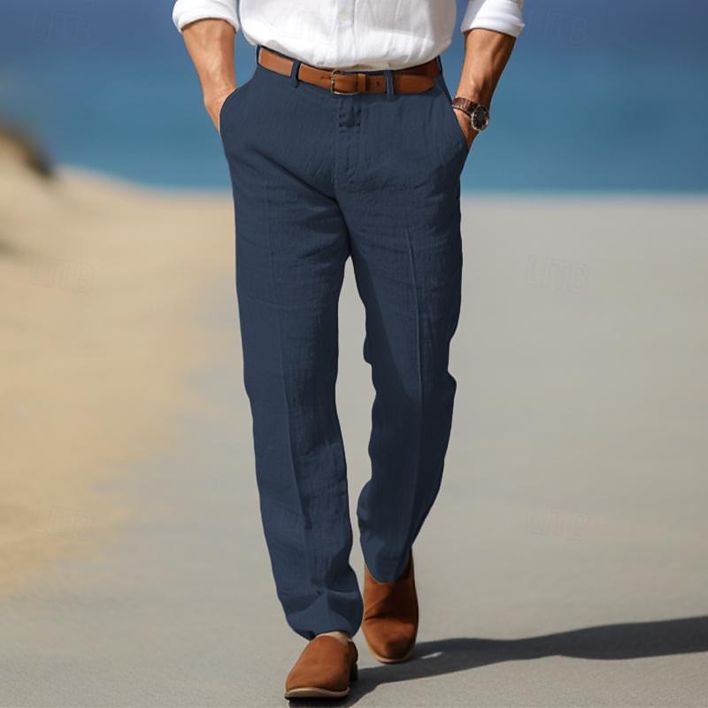 Exquisite Premium-Leinenhose mit Gürtelschlaufen
