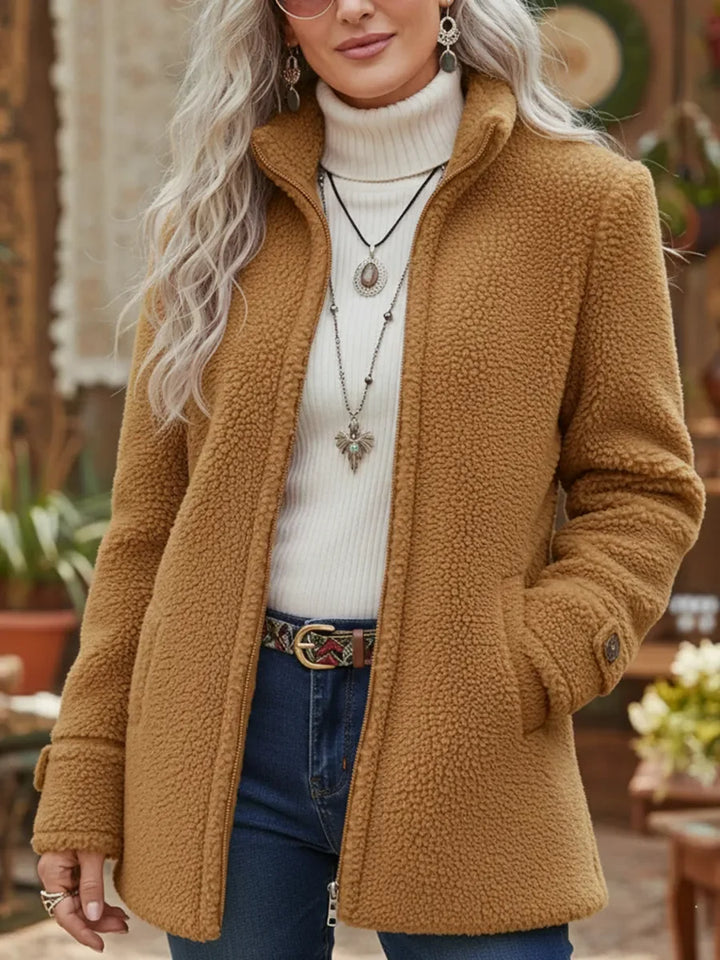 Lunelle | Full-Zip Lammwolle Stehkragenjacke mit Komfort