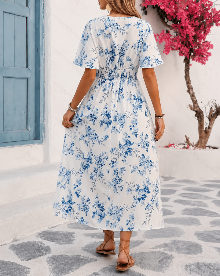 Noelle™ | Luftiges, Bauchkaschierendes Blumen-Midi-Kleid