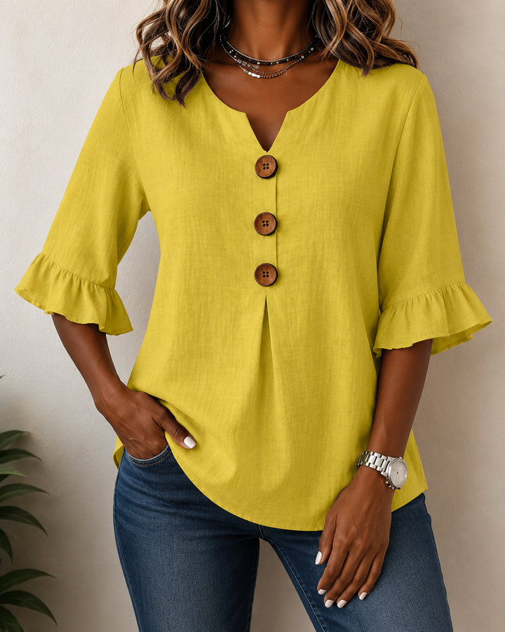 Amelie™ | Bauchbedeckende Bluse mit Knopfdetails