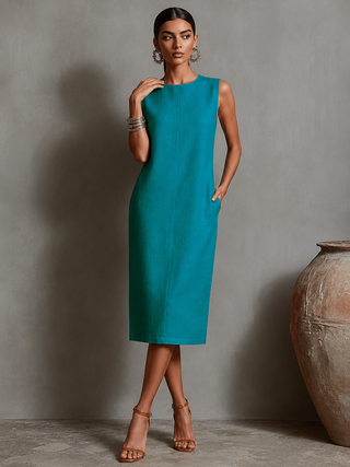 Maureen™ | Midi Kleid mit Taschen für eine figurschmeichelnde Silhouette