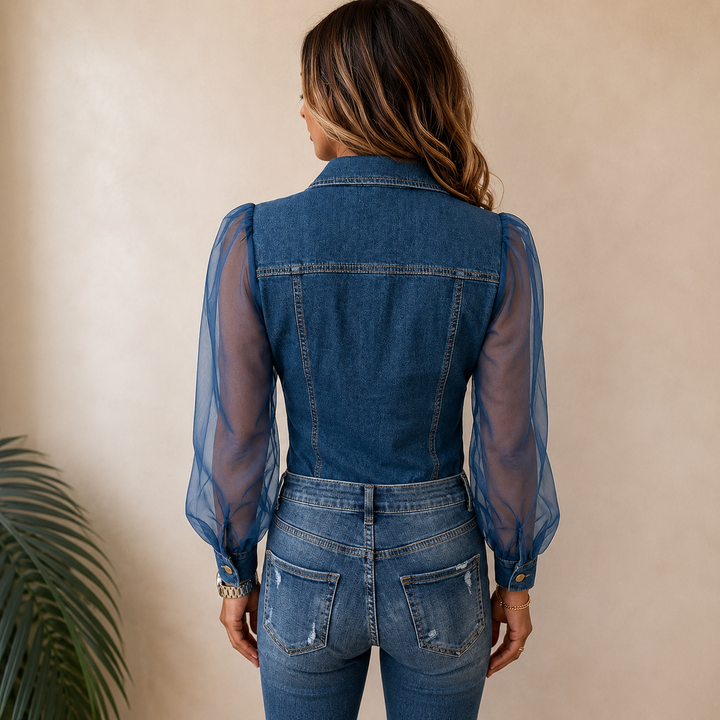 Amelie™ | Elegante Bluse im Denim-Look