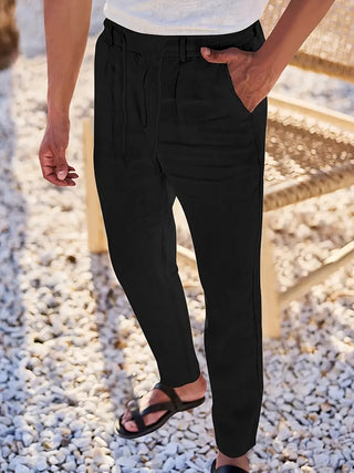 NICHOLS | Weite Leinenhose mit Kordelzug