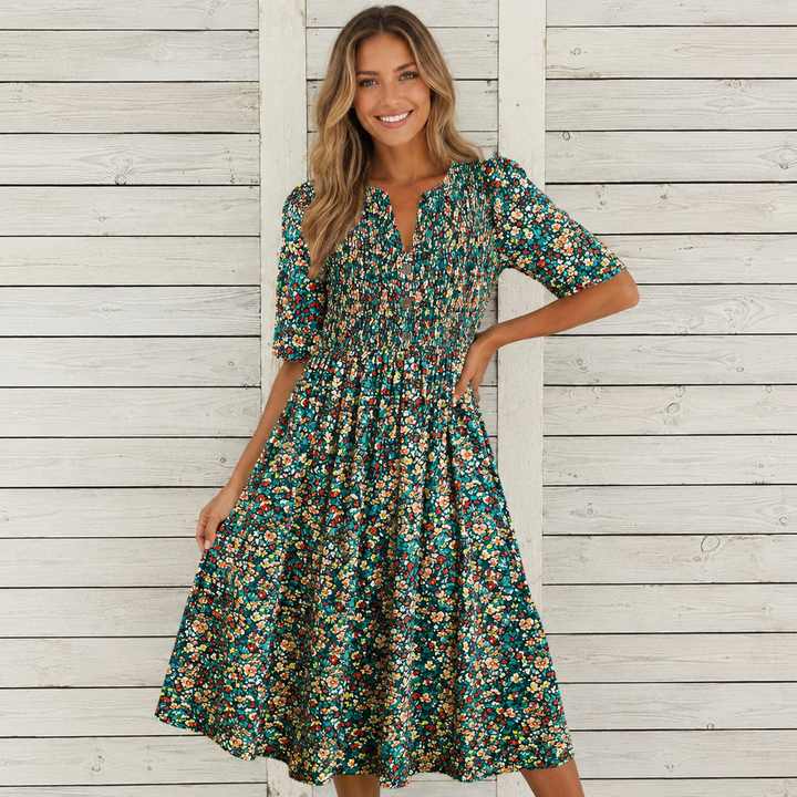 Danica™ | Blumen-Midi-Kleid mit Bauchkontrolle