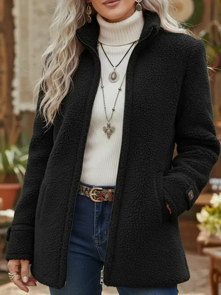 Lunelle | Full-Zip Lammwolle Stehkragenjacke mit Komfort