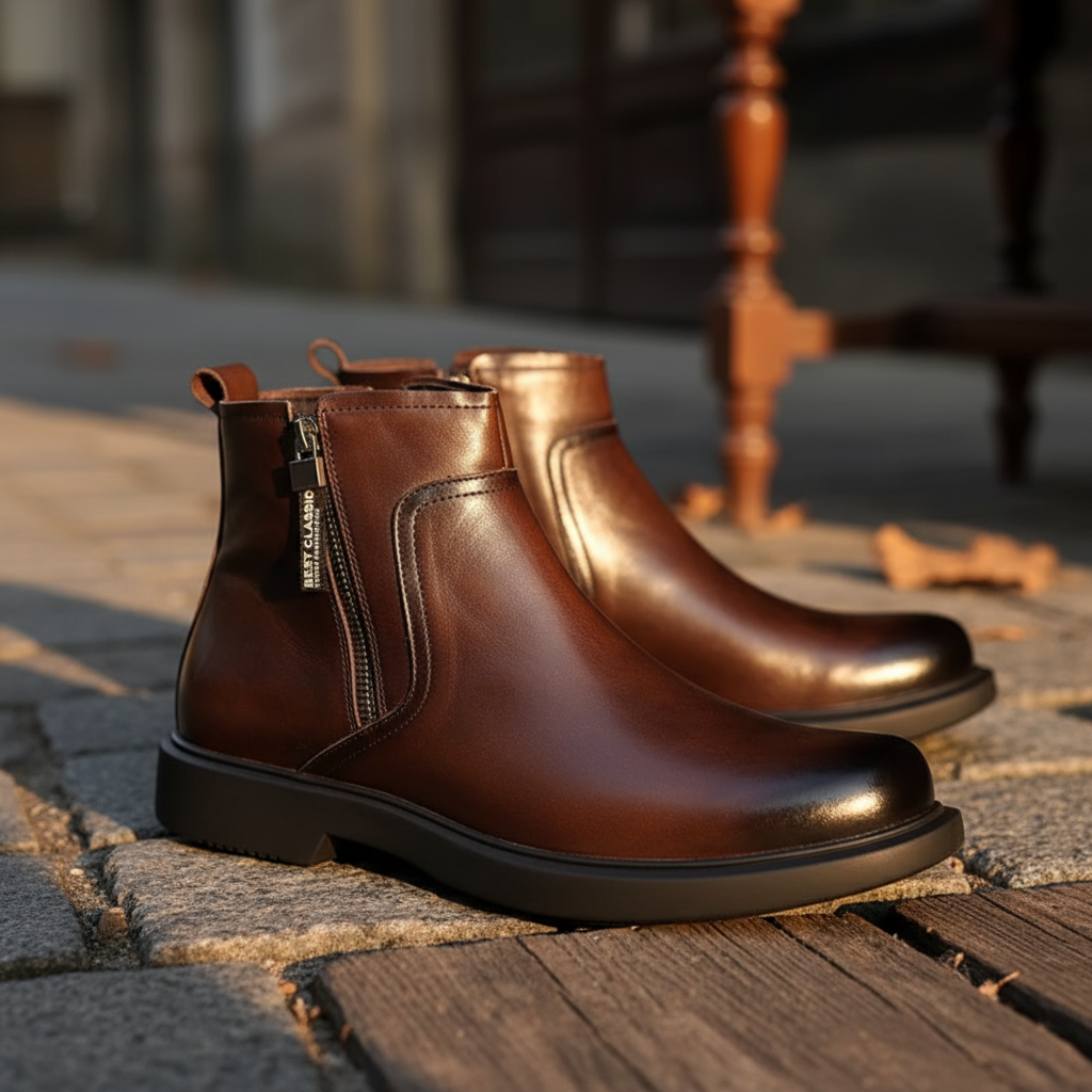 LAURENT MONACO | Herren Lederstiefel mit Reißverschluss