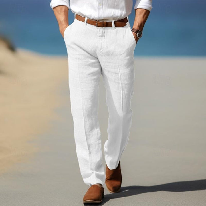 Exquisite Premium-Leinenhose mit Gürtelschlaufen