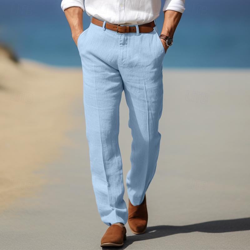 Exquisite Premium-Leinenhose mit Gürtelschlaufen
