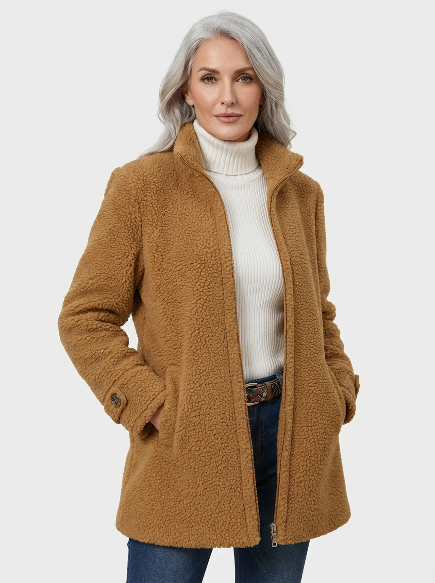 Lunelle | Full-Zip Lammwolle Stehkragenjacke mit Komfort
