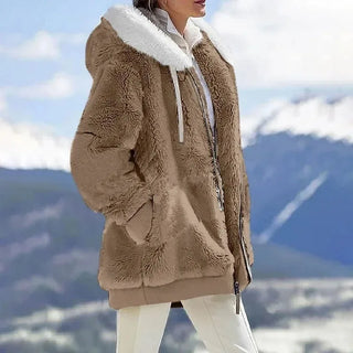 Amber - Gestreifter Wintermantel für Damen
