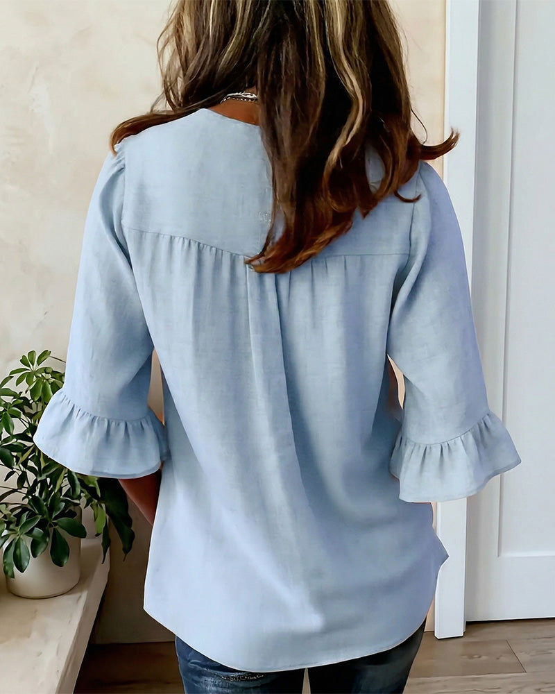Amelie™ | Bauchbedeckende Bluse mit Knopfdetails