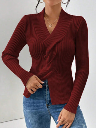 Romy | Handgestrickter Pullover mit V-Ausschnitt