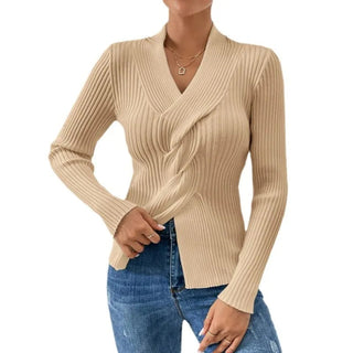 Romy | Handgestrickter Pullover mit V-Ausschnitt