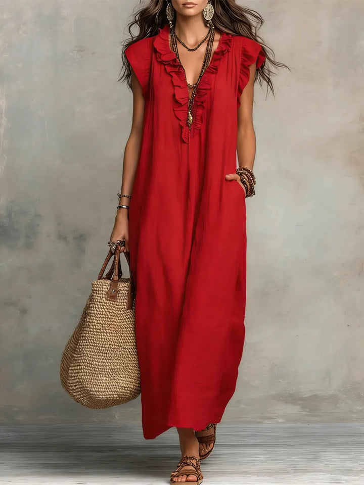 Camélia™ | Bohemian Maxi Dress with Tummy Control