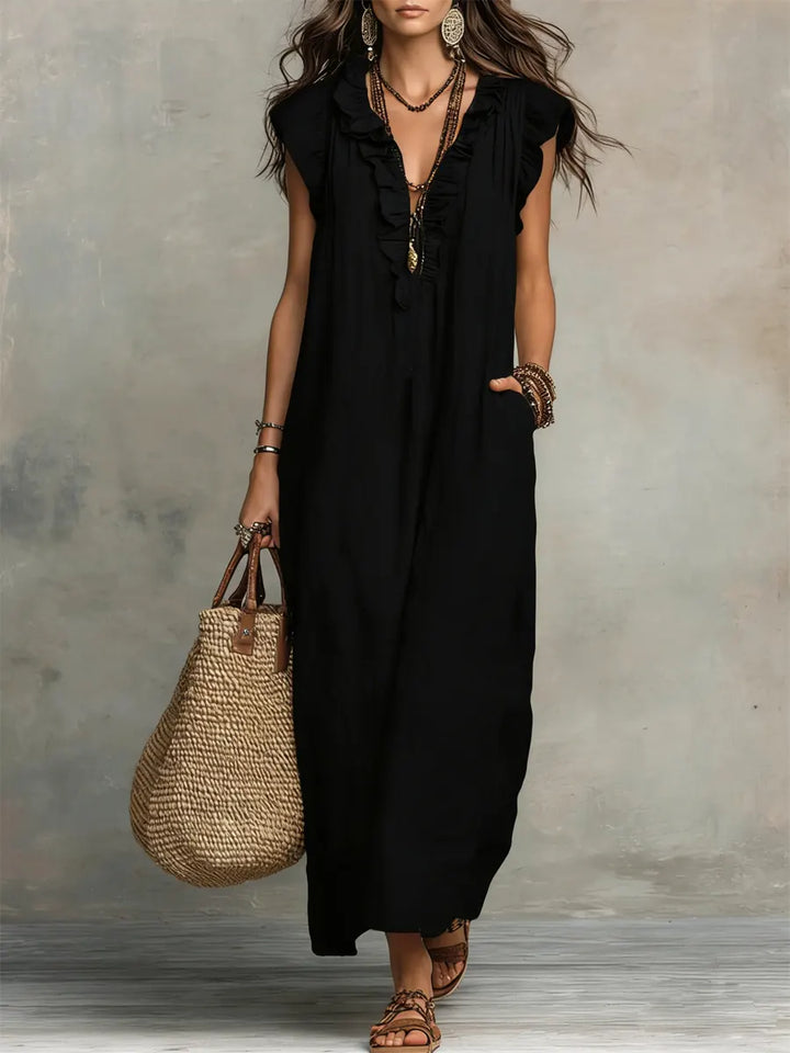 Camélia™ | Bohemian Maxi Dress with Tummy Control