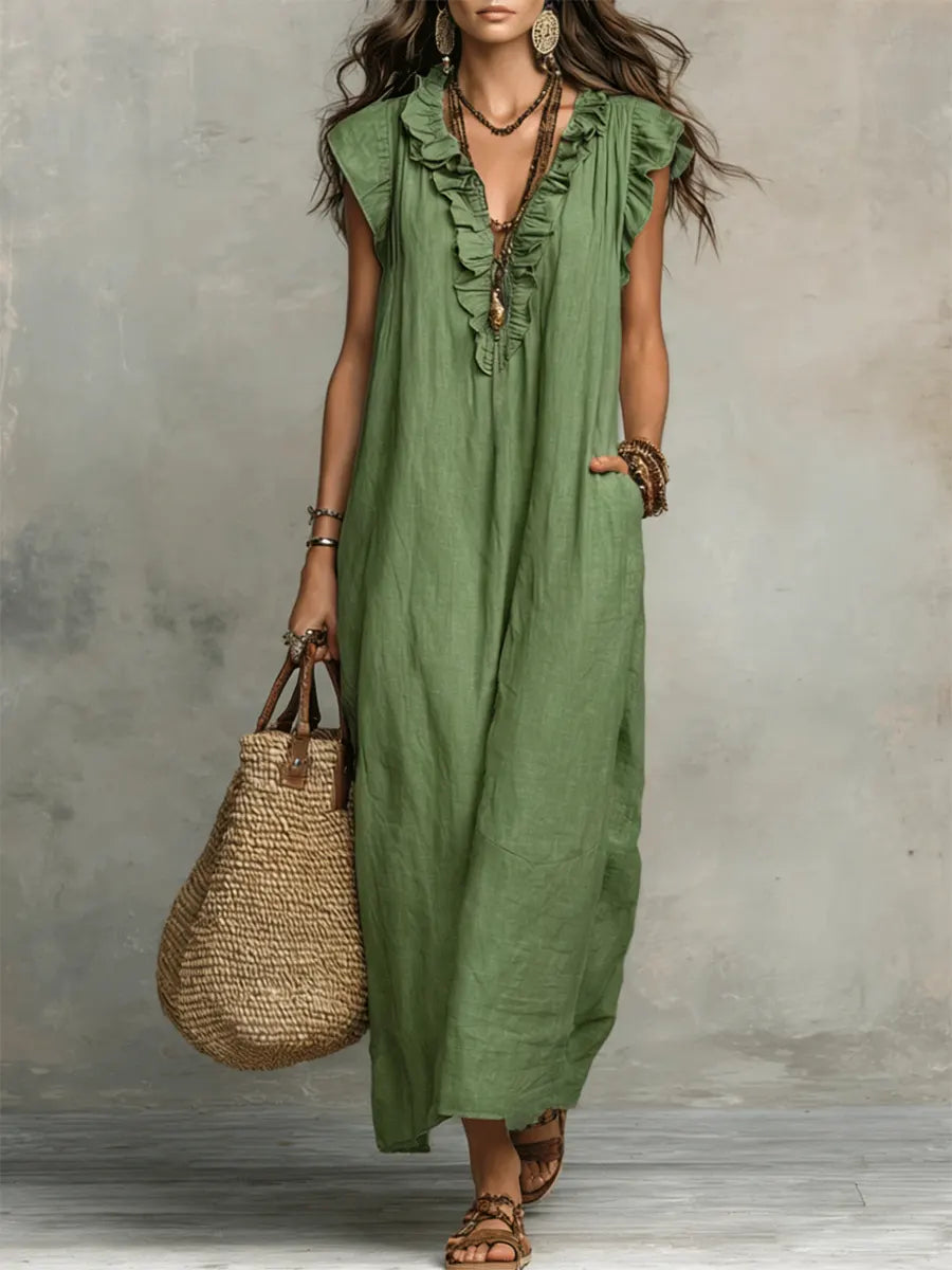 Camélia™ | Bohemian Maxi Dress with Tummy Control