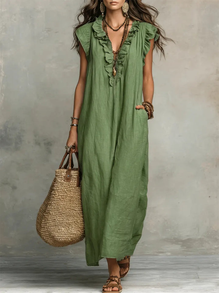 Camélia™ | Bohemian Maxi Dress with Tummy Control