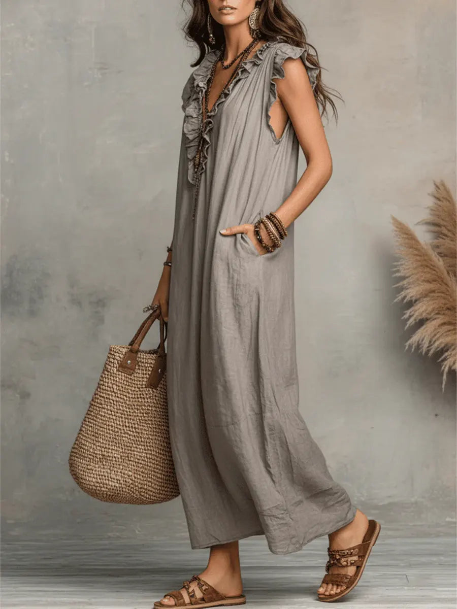 Camélia™ | Bohemian Maxi Dress with Tummy Control