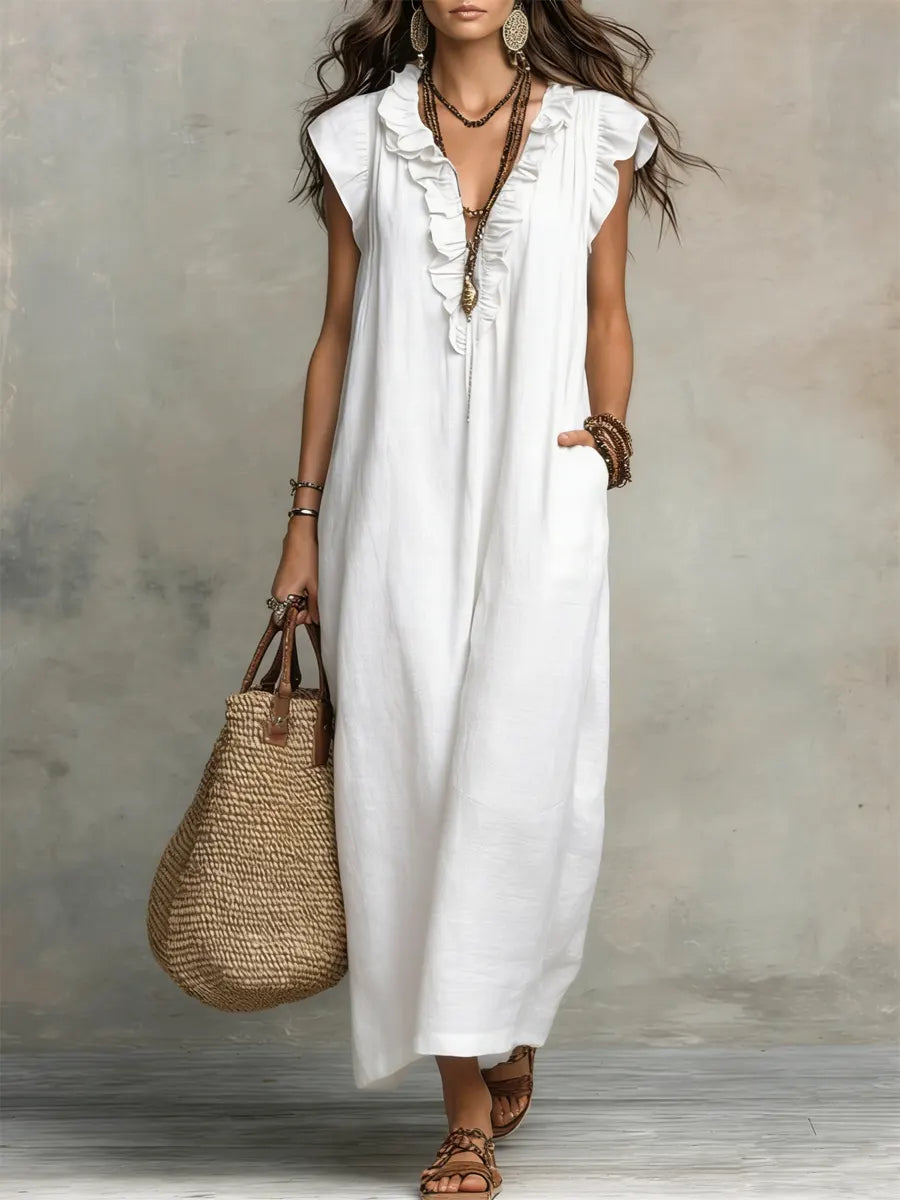 Camélia™ | Bohemian Maxi Dress with Tummy Control