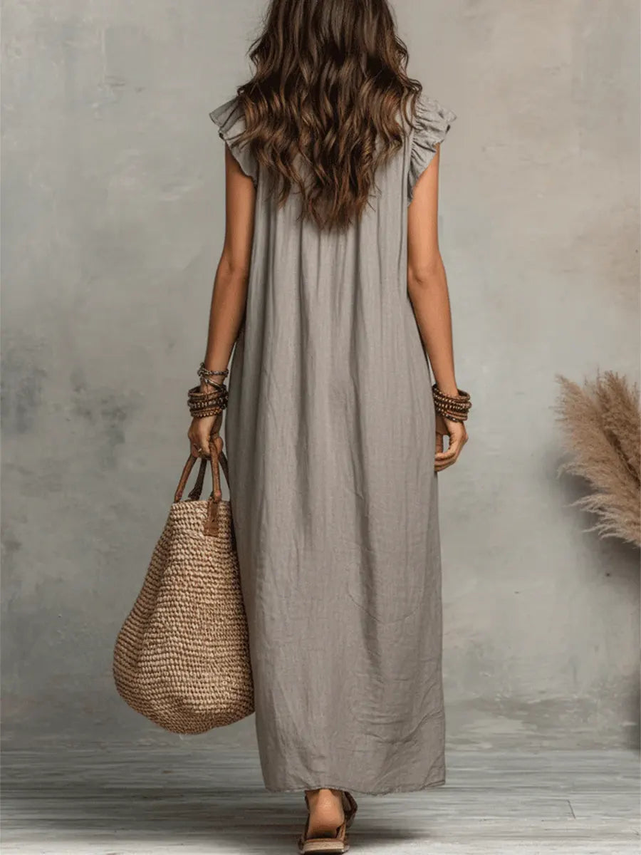 Camélia™ | Bohemian Maxi Dress with Tummy Control