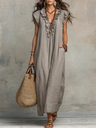 Camélia™ | Bohemian Maxi Dress with Tummy Control